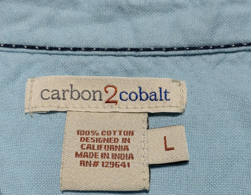 Carbon 2 Cobalt Shirt Men's Large Flip Cuff Long Sleeve White Woven Textured