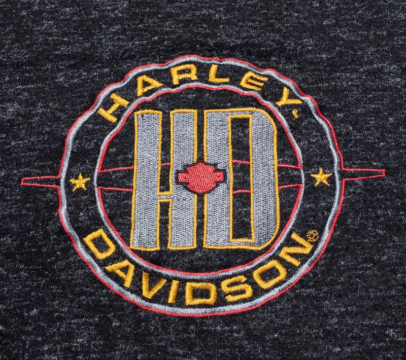 Vintage Harley-Davidson Sweatshirt Men's Large Black USA Embroidered Logo Biker