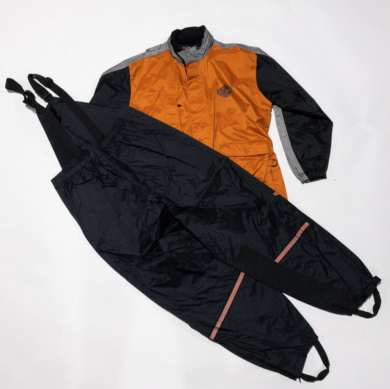 Harley-Davidson Travel Rain Suit Two Piece Jacket Pants PVC Orange Men's Large