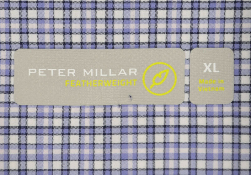 Peter Millar Featherweight Men's XL Nylon Purple Plaid Performance S/S Shirt