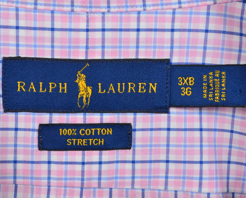 Polo Ralph Lauren Men 3XB (3XL Big) Pink Plaid Cotton Stretch Button-Down Shirt