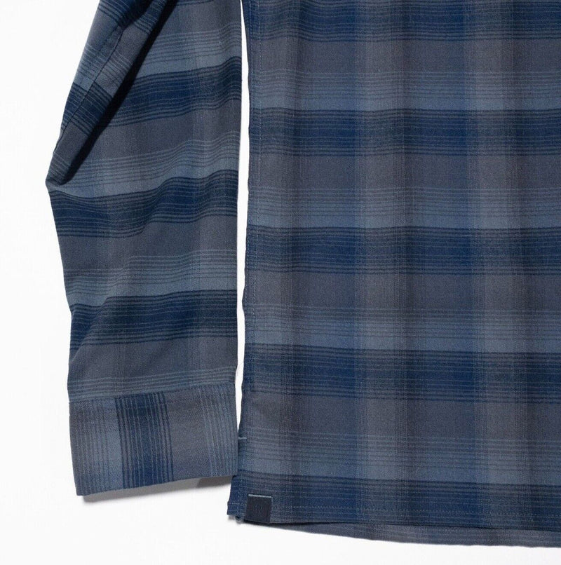 Lululemon Mason Peak Flannel Shirt Men's Fits Large Blue Gray Plaid Long Sleeve
