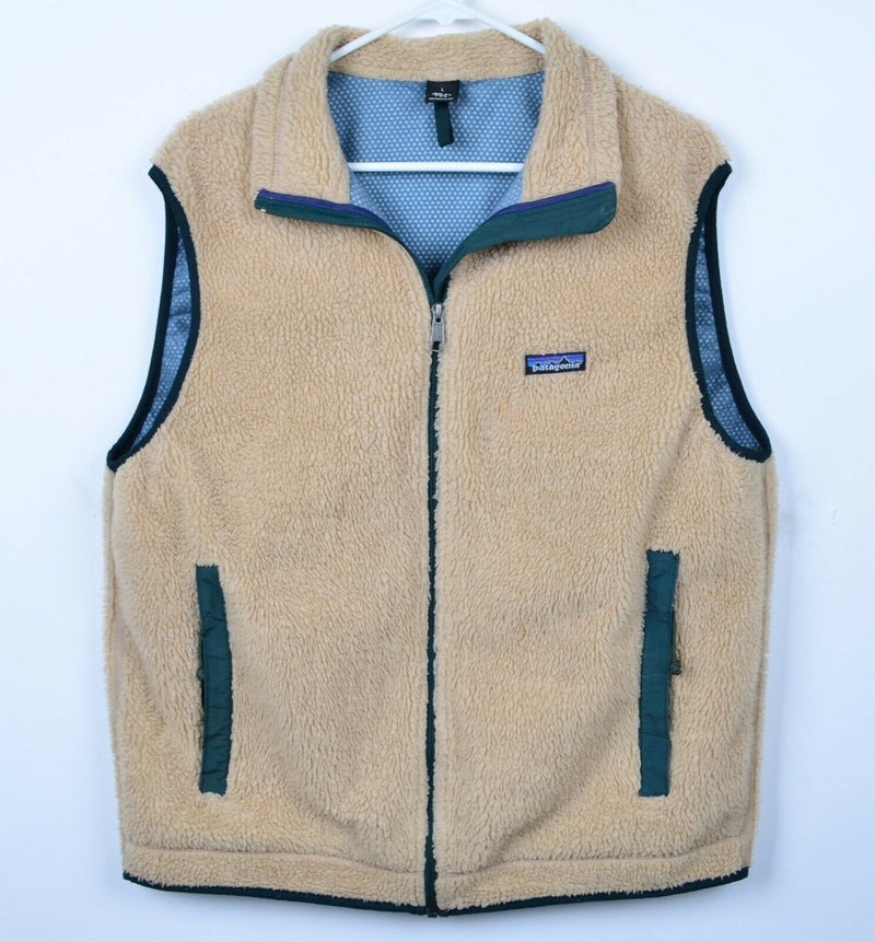 Vintage 90s Patagonia Men's Large Deep Pile Fleece Oatmeal USA Retro-X Vest