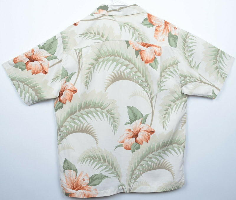 Tommy Bahama Men's Small/Medium? Floral White Pink Silk Hawaiian Aloha Shirt