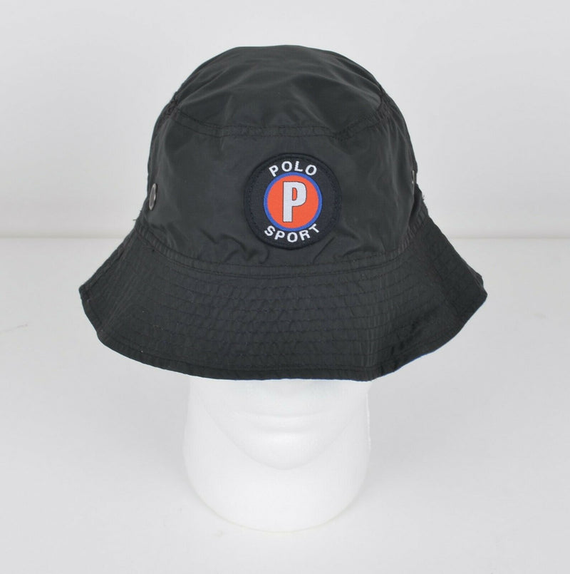 Vtg 90s Polo Sport Ralph Lauren Men's Sz Medium Black Logo Spell Out Bucket Hat