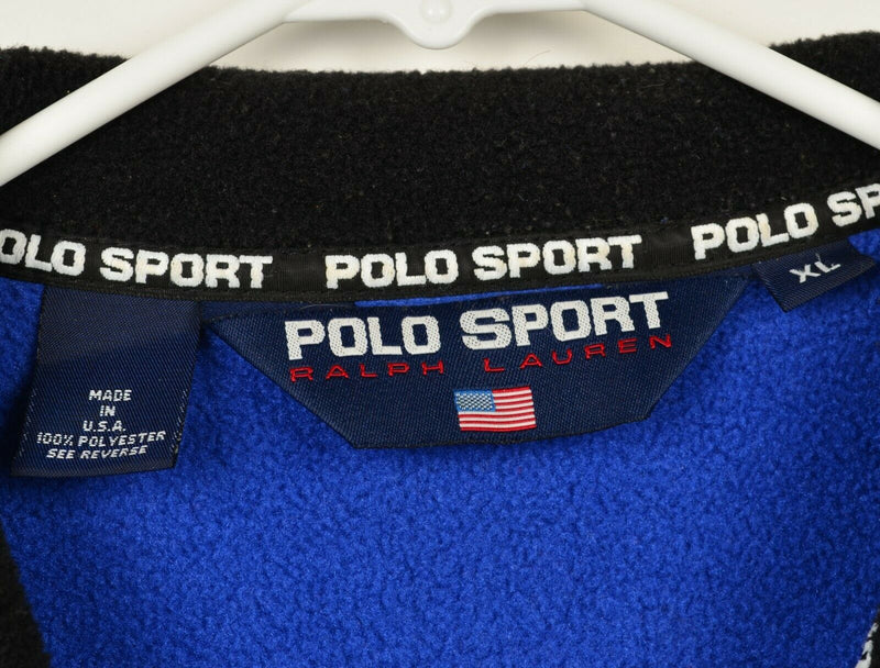 Vintage 90s Polo Sport Ralph Lauren Men's XL Full Zip Blue USA Fleece Jacket