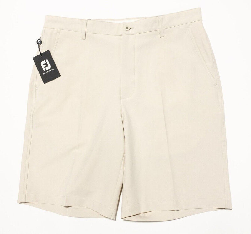 FootJoy Shorts 36 Men's Flat Front Golf 9.5" Inseam Performance Khaki Tan