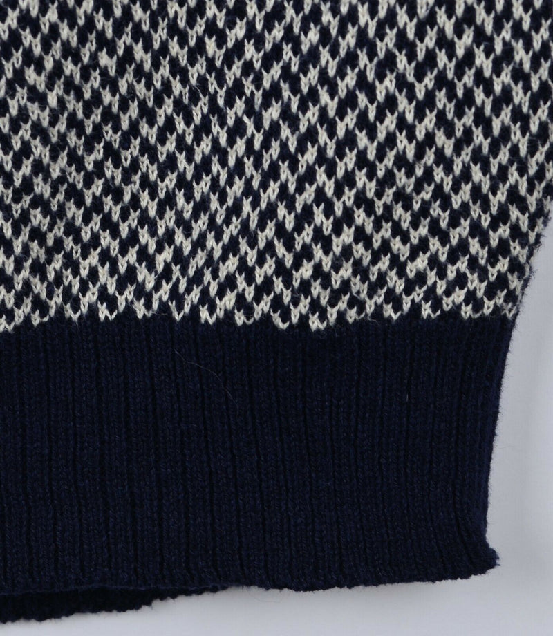Polo Ralph Lauren Men's XL Linen Blend Herringbone Navy Blue V-Neck Sweater Vest