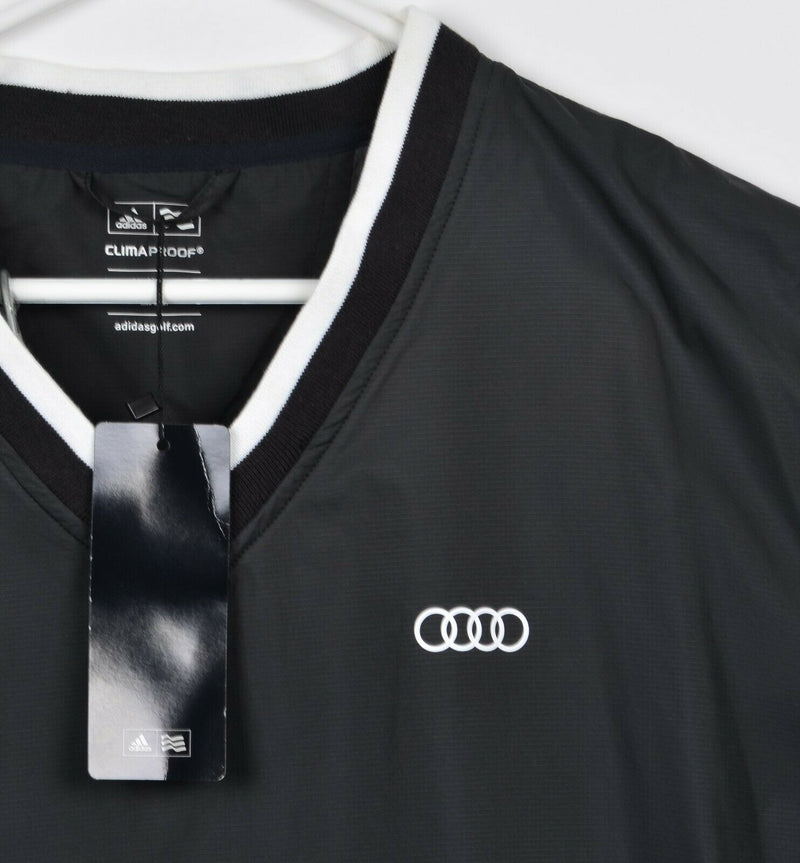 Adidas Golf Men's XL Audi Cars ClimaProof Black V-Neck Windbreaker Jacket