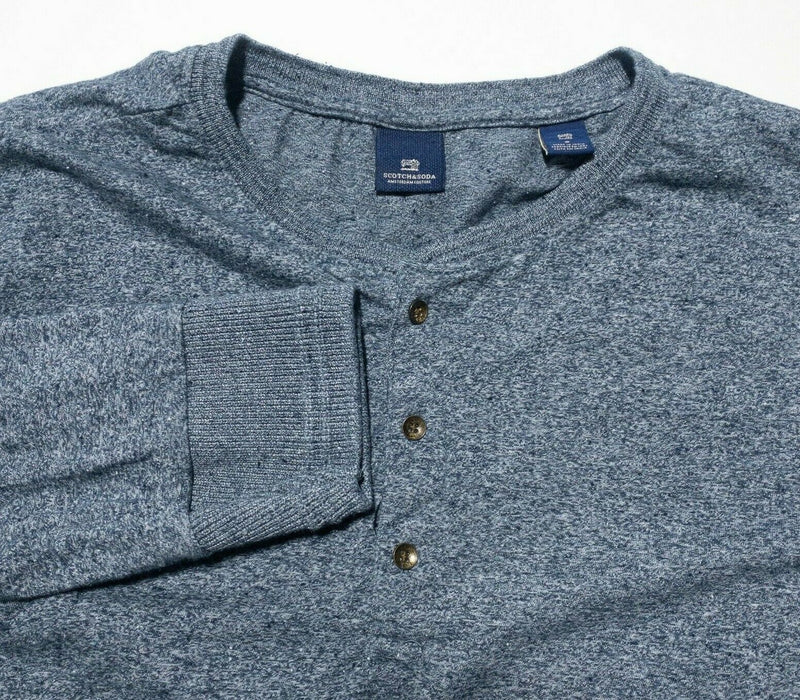 Scotch & Soda Henley T-Shirt Cotton Blend Blue Brass Style Accents Men's Small