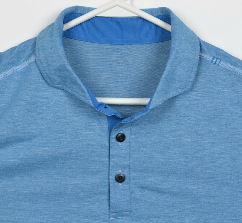 Lululemon Men's Large? Heather Blue Spread Collar Athleisure Wicking Polo Shirt