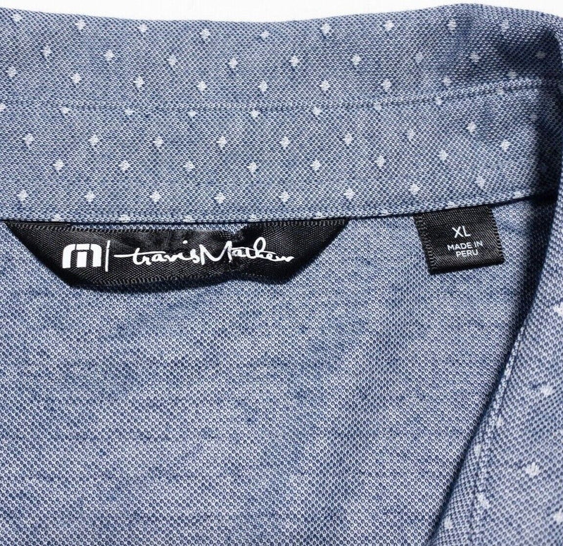 Travis Mathew Polo XL Men's Polka Dot Blue Golf Polyester Wicking Short Sleeve