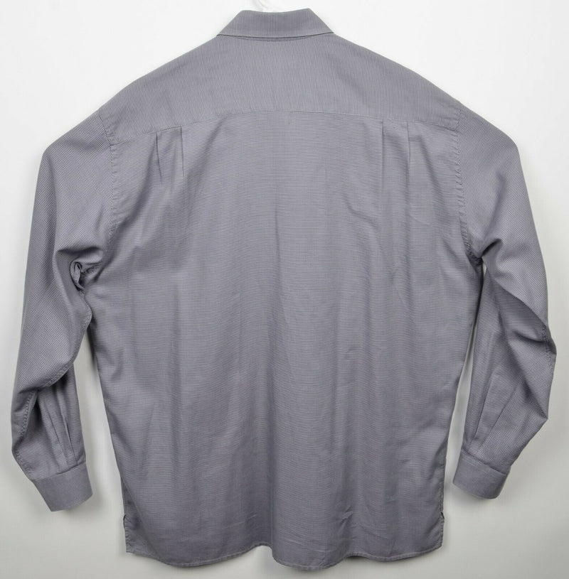Ermenegildo Zegna Men 2XL Gray/Blue Geometric Italy Designer Button-Front Shirt