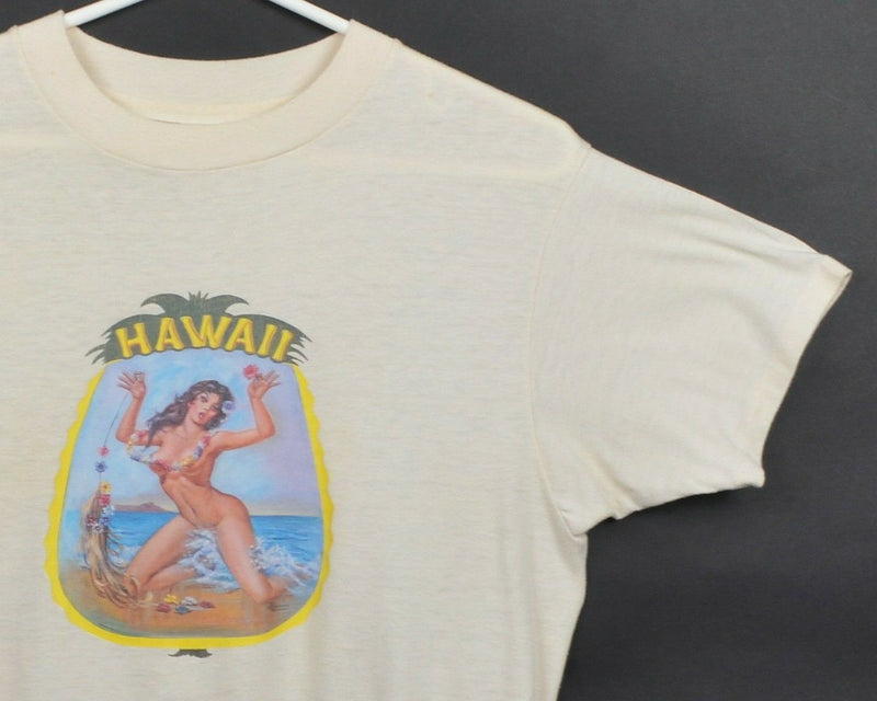 Vtg 1979 Hawaii Men's Medium Maui Tourist Souvenir Pin-Up Girl Graphic T-Shirt