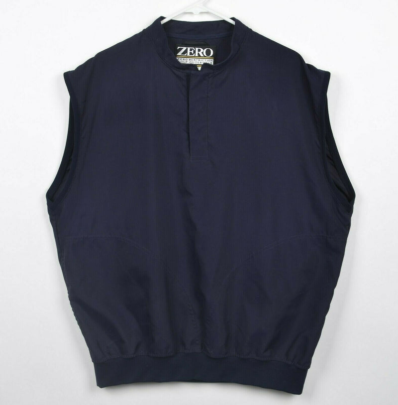 Zero Restriction Men's Large Navy Blue 1/4 Snap Microfiber Polyester Golf Vest