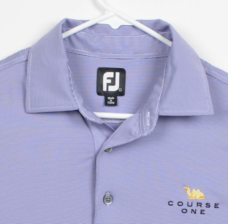 FootJoy Men's Sz Large Purple Micro-Striped FJ Performance Golf Polo Shirt