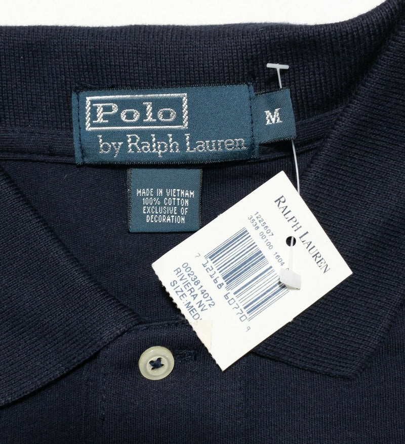 Polo Ralph Lauren Men's Medium Solid Navy Blue Blue Long Sleeve Polo Shirt