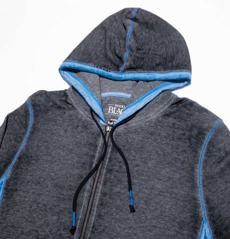 Buckle Black Hoodie Men's Medium Standard Fit Full Zip gray Blue Distressed