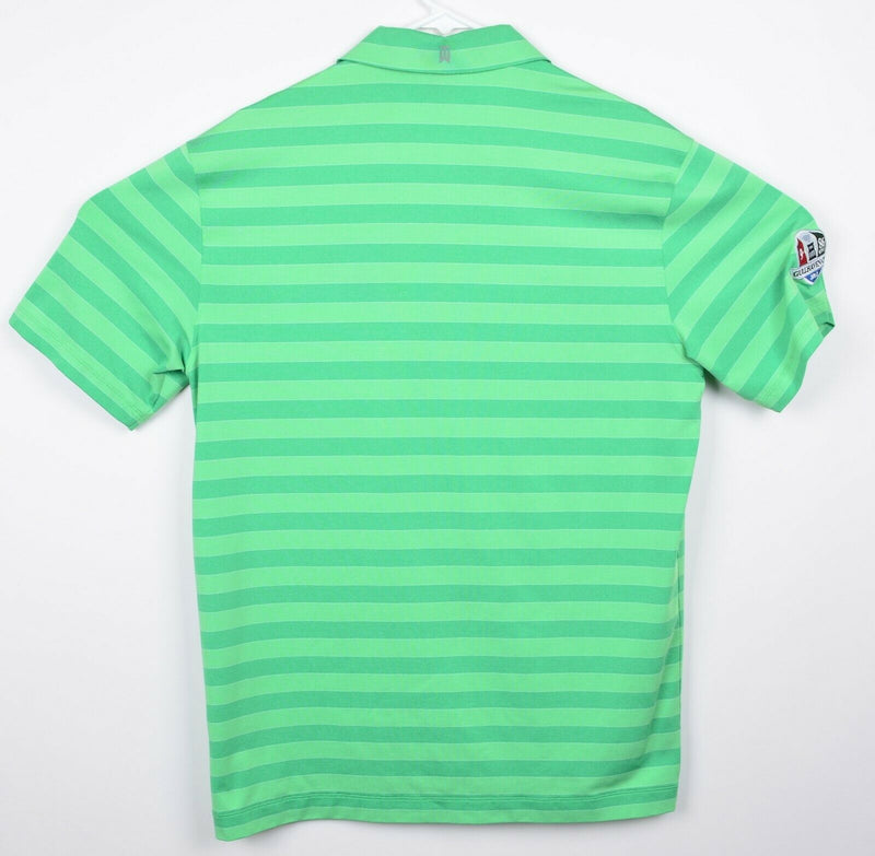 Tiger Woods Collection Men's Medium Nike Metal Snap Green Stripe Golf Polo Shirt