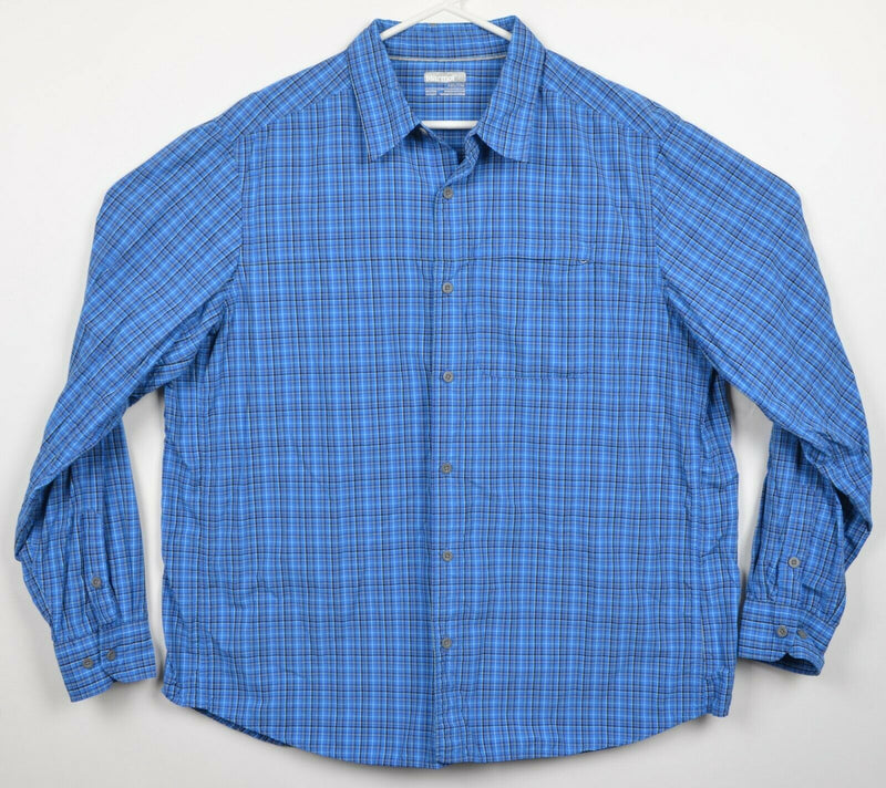 Marmot Men's 2XL Blue Plaid Nylon Wicking Zip Pocket Hiking Outdoor Shirt