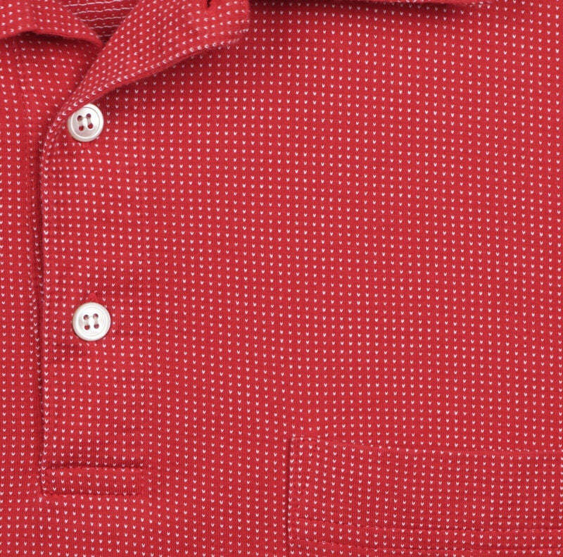 J. McLaughlin Men's Sz Large Red Polka Dot Pima Cotton Polo Shirt