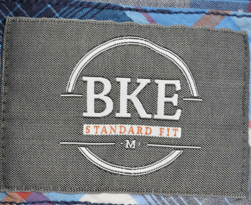 BKE Buckle Men's Medium Standard Fit Pearl Snap Blue Plaid Short Sleeve Shirt