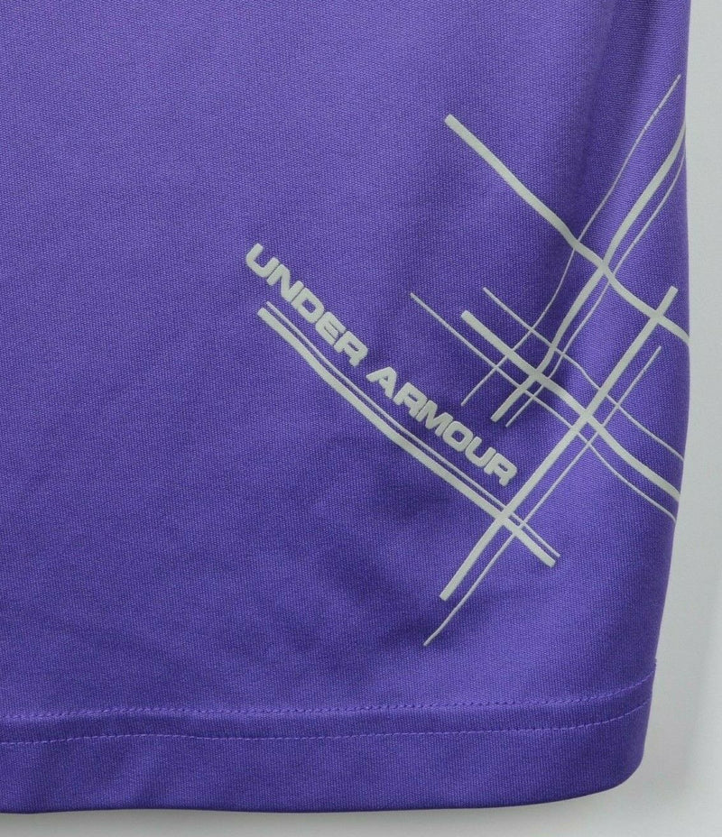 Under Armor Men's Sz Medium Regular Fit Purple UA Logo HeatGear Polo Shirt