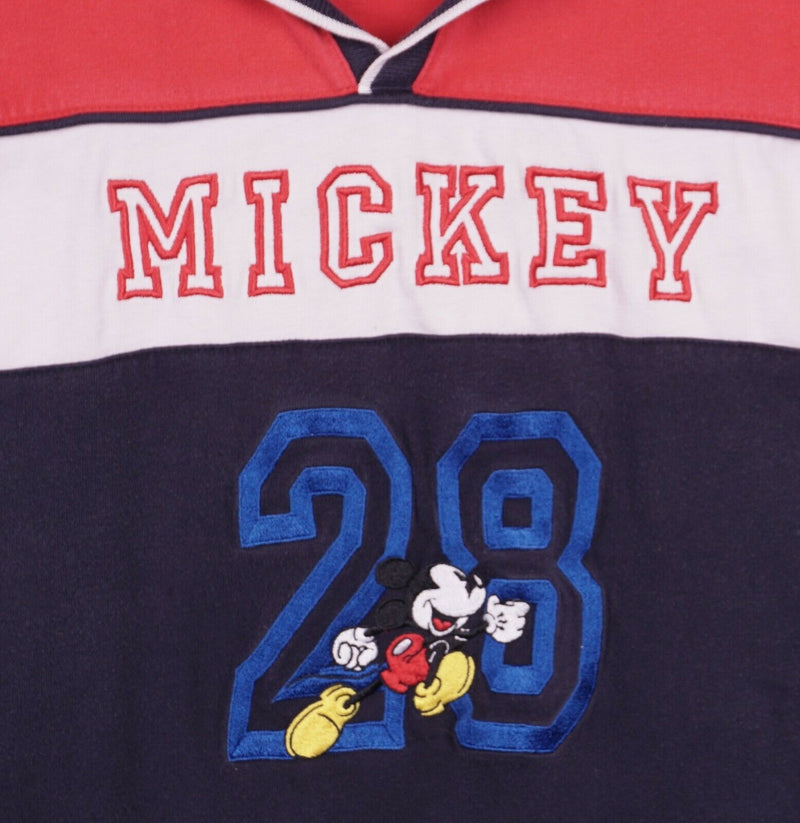 Disney Store Men's Sz Medium Mickey Mouse 28 Embroidered Colorblock Polo Shirt