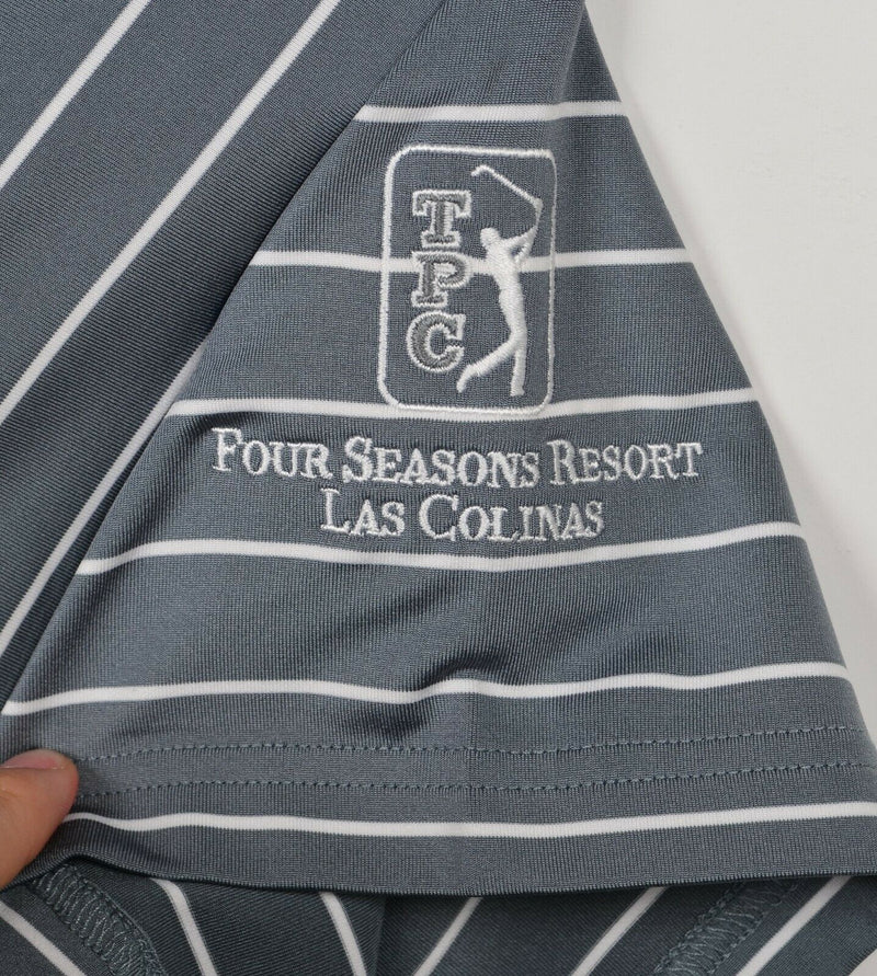 Four Seasons Men's Medium Fairway & Greene Tech Gray Striped Polo Shirt