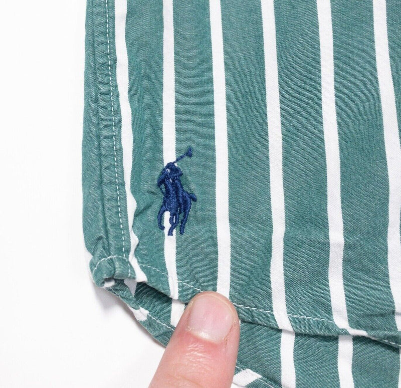 Polo Ralph Lauren Big Shirt XXL Men's Long Sleeve Green Striped Button-Down