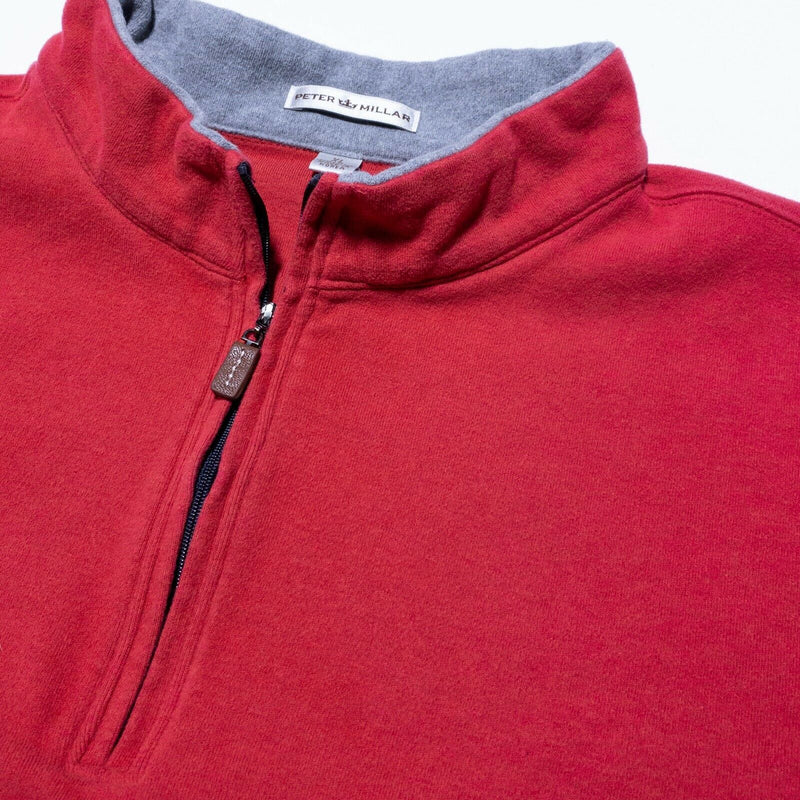 Peter Millar Crown Sport 1/4 Zip Sweatshirt Red Pullover Golf Men's XL