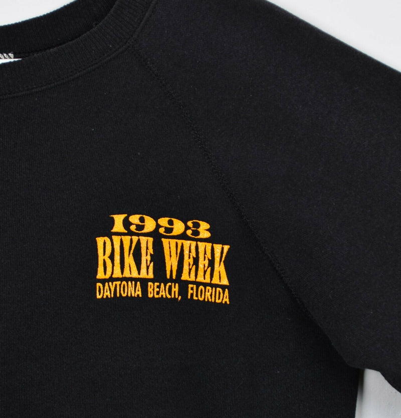 Vintage 1993 Daytona Bike Week Men's Large Eagle Black Crewneck Sweatshirt