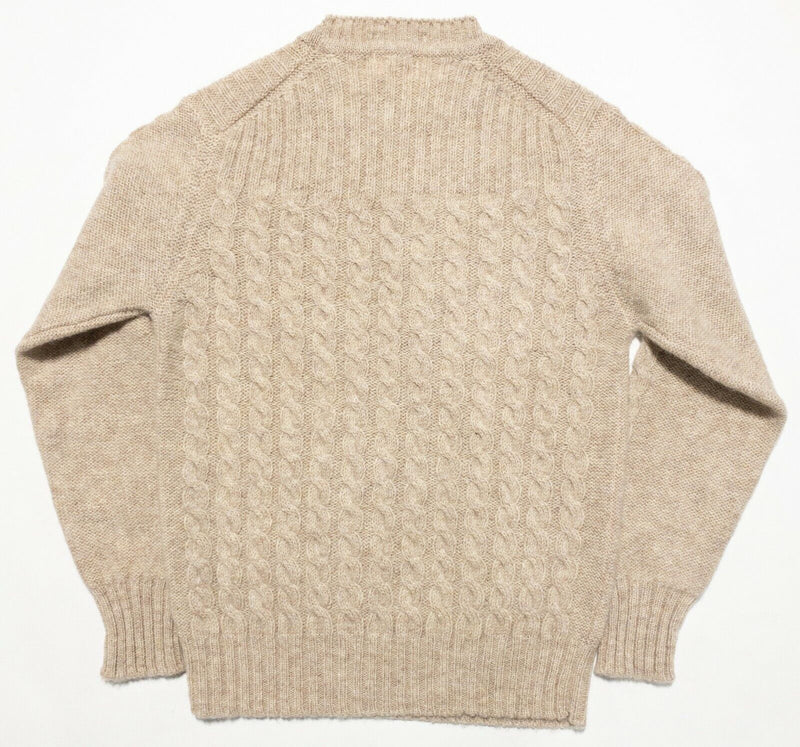 Vintage Izod J.G. Women's XS Beige Wool Cable-Knit Pullover Crew Neck Sweater