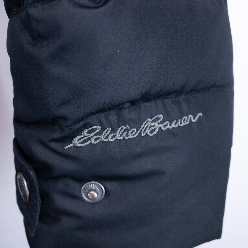 Eddie Bauer Down Parka Women's Small Puffer Coat Long EB650 Black Full Zip