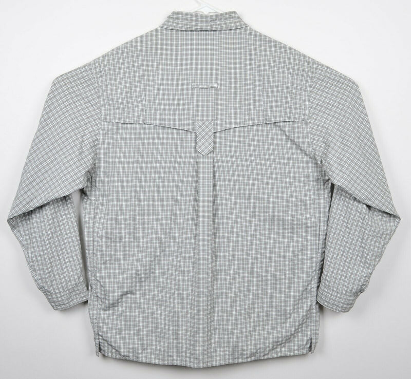 ExOffico Men's XL Vented Mesh Gray Plaid Fishing Hiking Long Sleeve Shirt