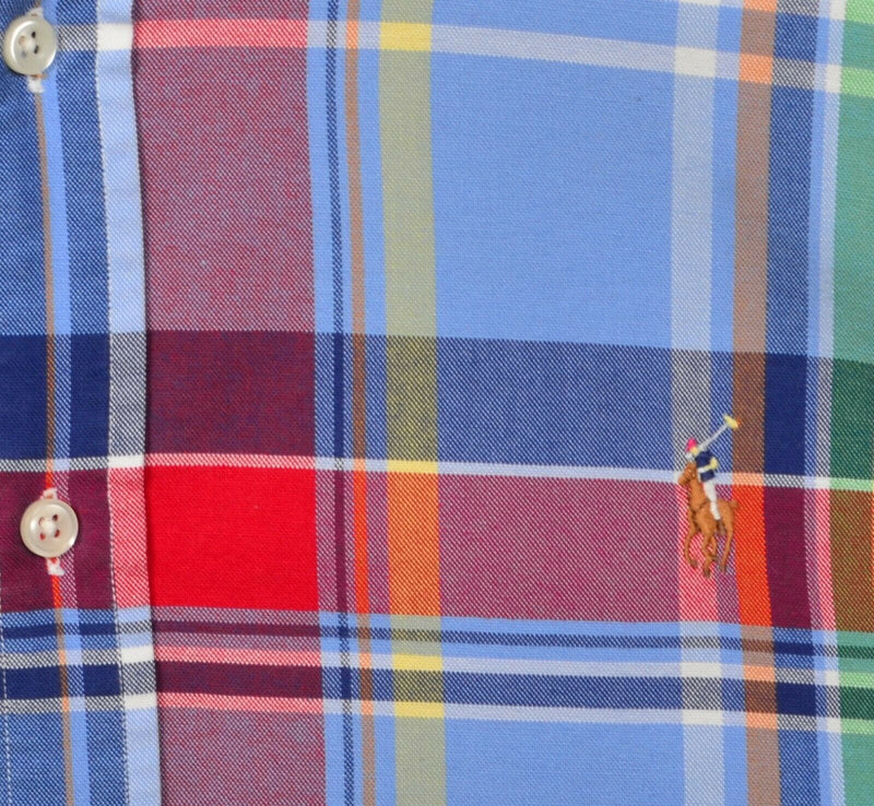 Polo Ralph Lauren Men's XL Blue Red Colorful Plaid Button-Down Shirt