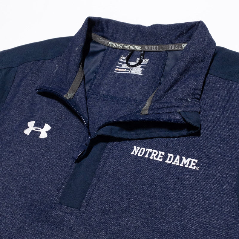 Notre Dame Under Armour Jacket Men's XL Fighting Irish 1/4 Zip Pullover Blue