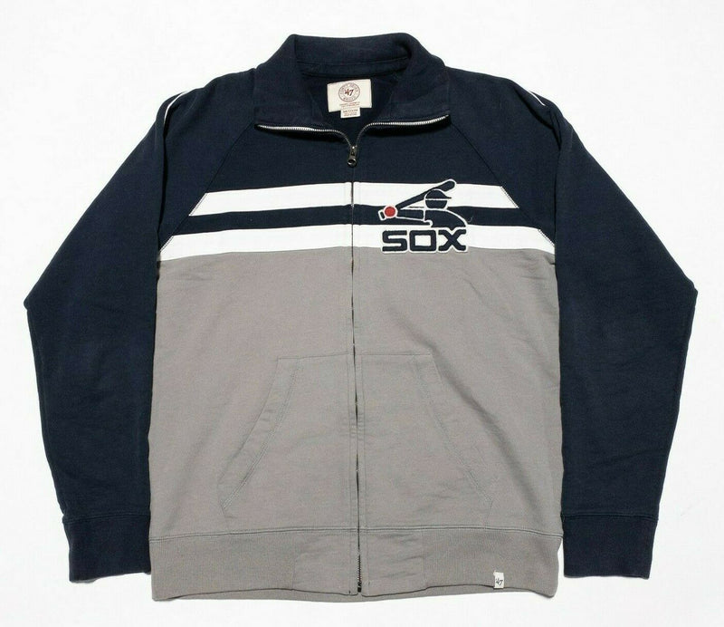 White Sox 47 Brand Zip Sweater Jacket Full Zip Blue Gray Retro MLB Men's Medium