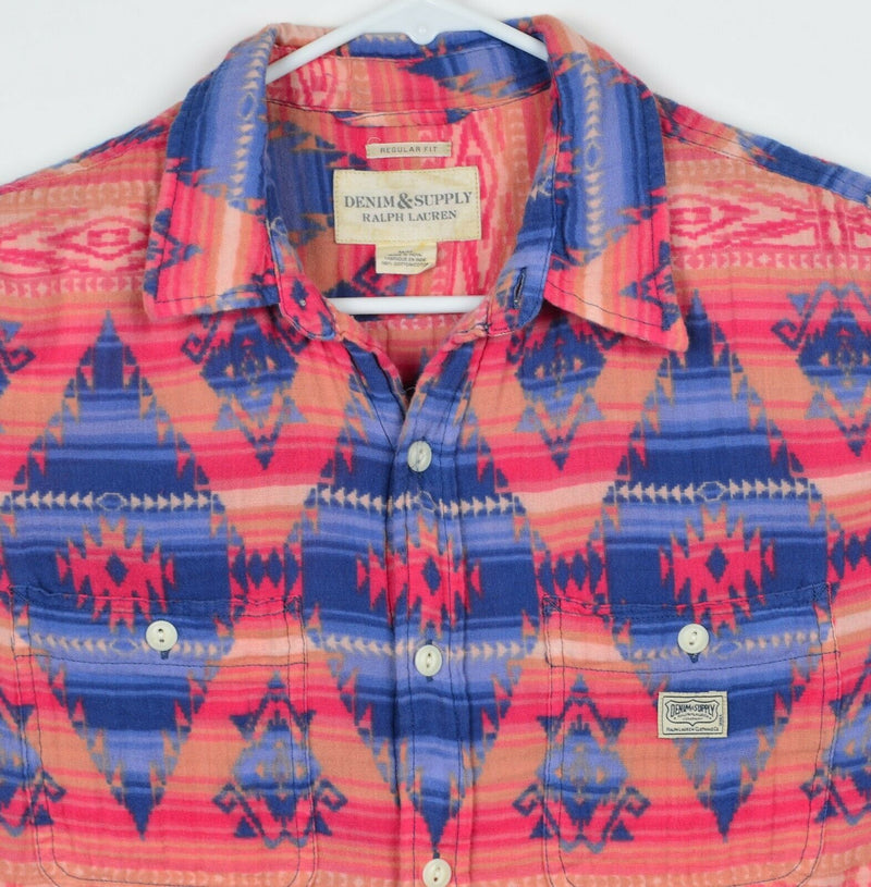 Denim & Supply Ralph Lauren Men's Sz Medium Regular Fit Aztec Striped Shirt