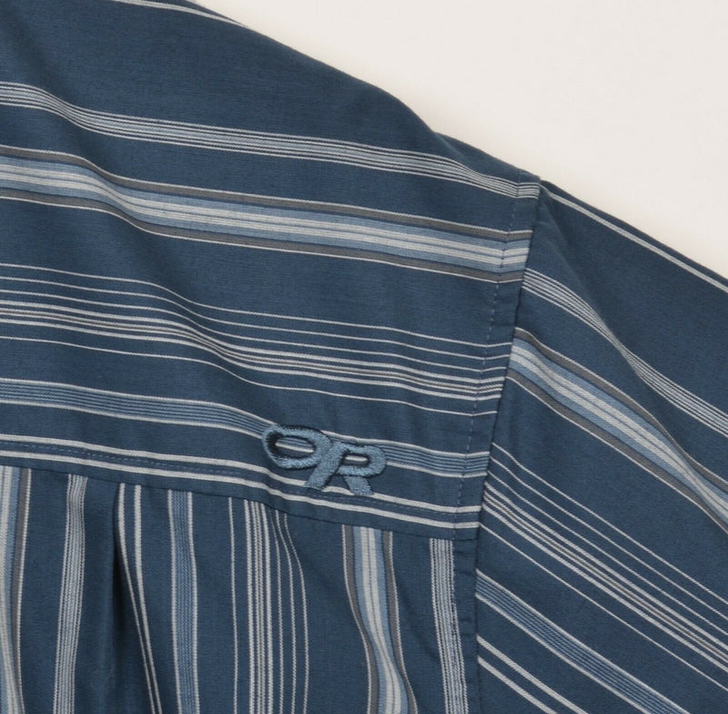 Outdoor Research Men's XL Navy Blue Striped Polyester Outdoor Short Sleeve Shirt