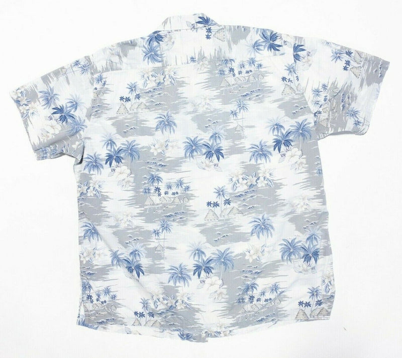 Tori Richard Hawaiian Shirt XL Men's Floral Gray Blue Aloha Cotton Spandex Blend