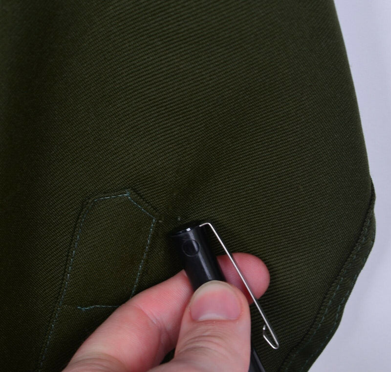 Vtg 80s Christian Dior Men's Medium Olive Green Polyester Military Safari Shirt