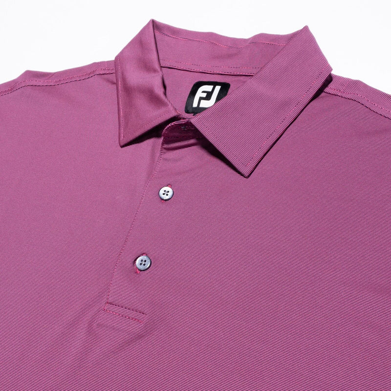FootJoy Golf Polo Shirt Men's XL Pink/Red Striped Wicking Stretch Performance