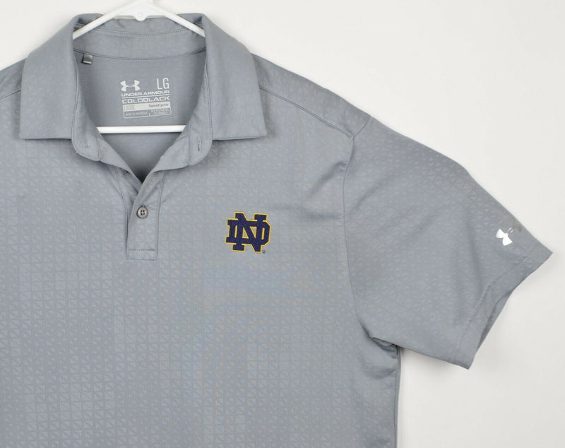 Notre Dame Men's Sz Large Under Armour Coldblack Heat Gear Gray Golf Polo Shirt