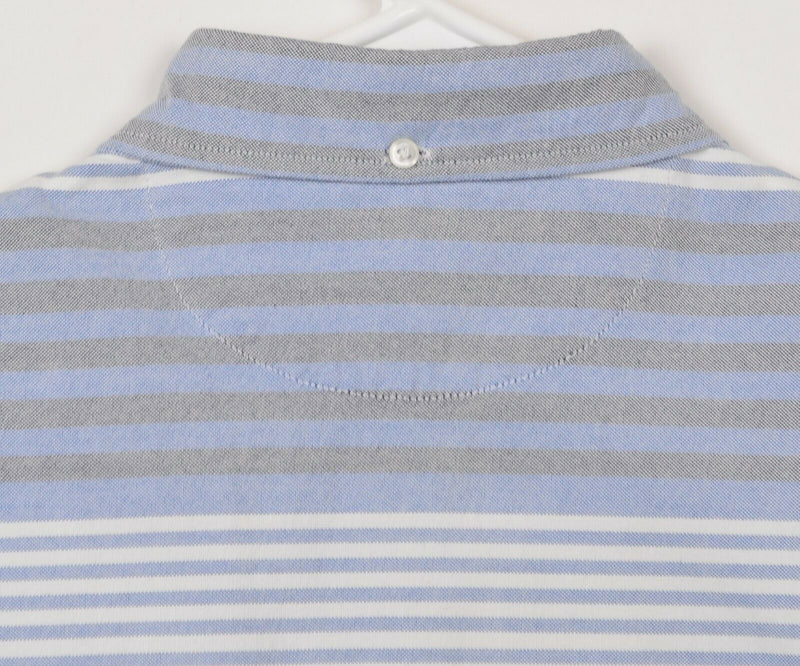 Bonobos Men's Sz Small Washed Oxford Blue Gray White Colorblock Striped Shirt