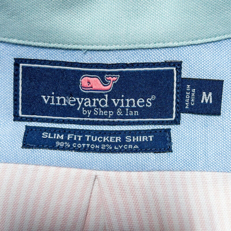 Vineyard Vines Tucker Shirt Medium Slim Fit Colorblock Pastel Preppy Long Sleeve