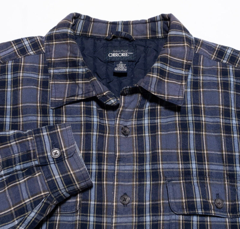 Cherokee Insulated Lined Shirt Jacket Men's XL Quilted Vintage Plaid Blue