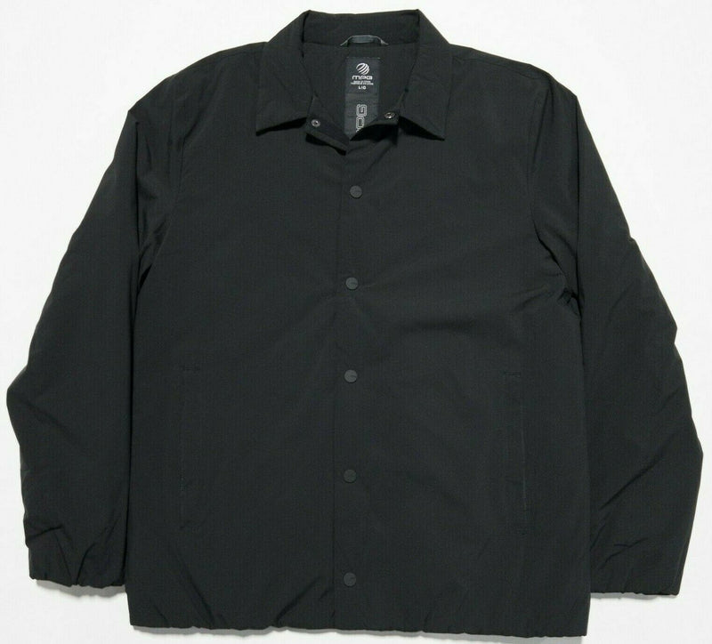 MPG Men's Large Snap-Front Solid Black Quilt-Lined Puffer Shirt Jacket