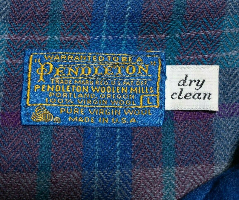 Pendleton Men's Large Wool Flannel Lined Full Zip Vintage 80s Bomber Jacket