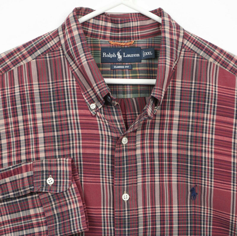 Polo Ralph Lauren Men's 2XL Classic Fit Red Plaid Pony Button-Down Shirt